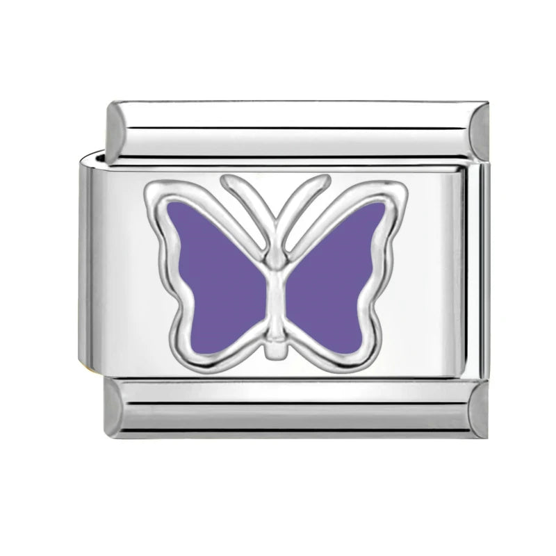 3D Shiny Zircon Sweet Candy Starfish Bow Butterfly Italian Charm Links Fit 9MM Stainless Steel Bracelet Women Jewelry DIY Making