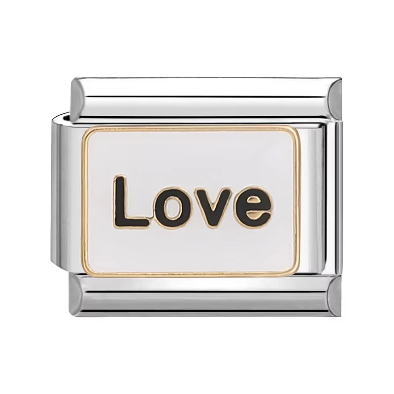 New 1PC Make Money Happy Day Lucky You Good Luck Love You Italian Charm Links Fit 9Mm Stainless Steel Bracelet DIY Making Gifts