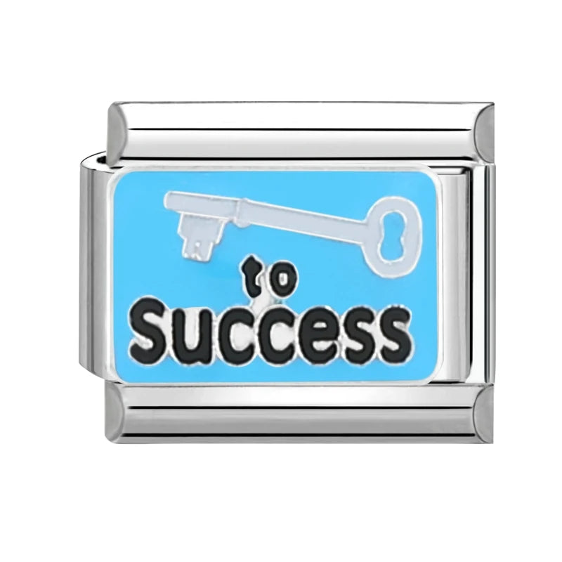 New 1PC Make Money Happy Day Lucky You Good Luck Love You Italian Charm Links Fit 9Mm Stainless Steel Bracelet DIY Making Gifts