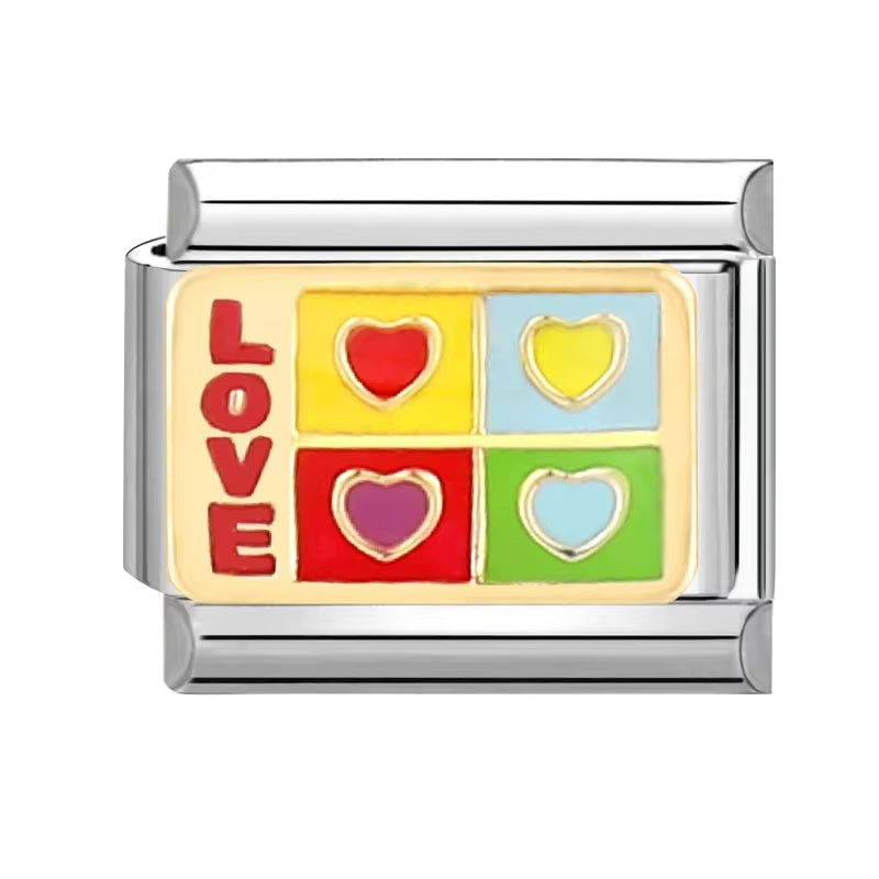 New 1PC Make Money Happy Day Lucky You Good Luck Love You Italian Charm Links Fit 9Mm Stainless Steel Bracelet DIY Making Gifts