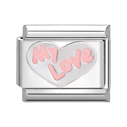 New 1PC Make Money Happy Day Lucky You Good Luck Love You Italian Charm Links Fit 9Mm Stainless Steel Bracelet DIY Making Gifts