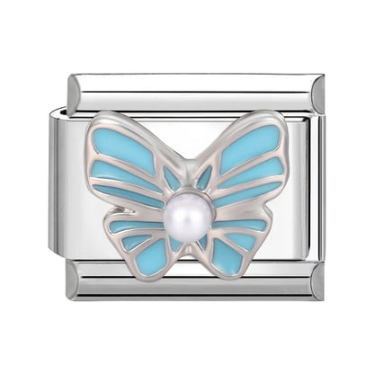 3D Shiny Zircon Sweet Candy Starfish Bow Butterfly Italian Charm Links Fit 9MM Stainless Steel Bracelet Women Jewelry DIY Making
