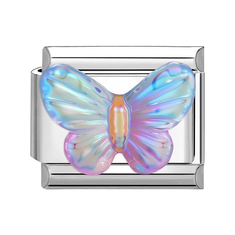 3D Shiny Zircon Sweet Candy Starfish Bow Butterfly Italian Charm Links Fit 9MM Stainless Steel Bracelet Women Jewelry DIY Making