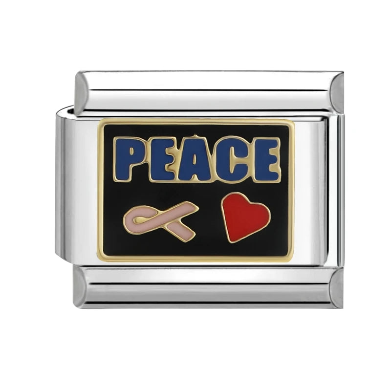 New 1PC Make Money Happy Day Lucky You Good Luck Love You Italian Charm Links Fit 9Mm Stainless Steel Bracelet DIY Making Gifts