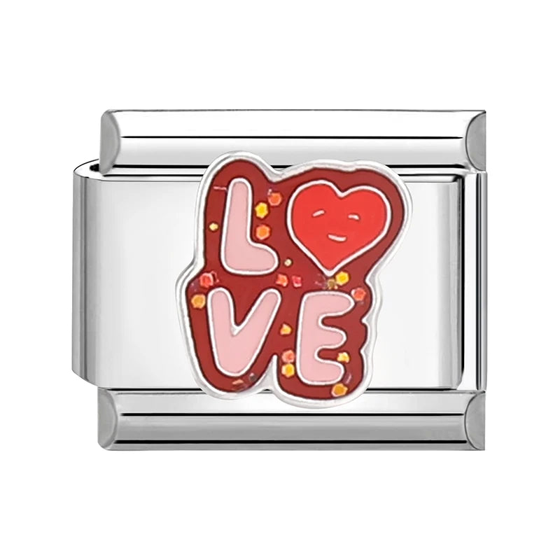 New 1PC Make Money Happy Day Lucky You Good Luck Love You Italian Charm Links Fit 9Mm Stainless Steel Bracelet DIY Making Gifts